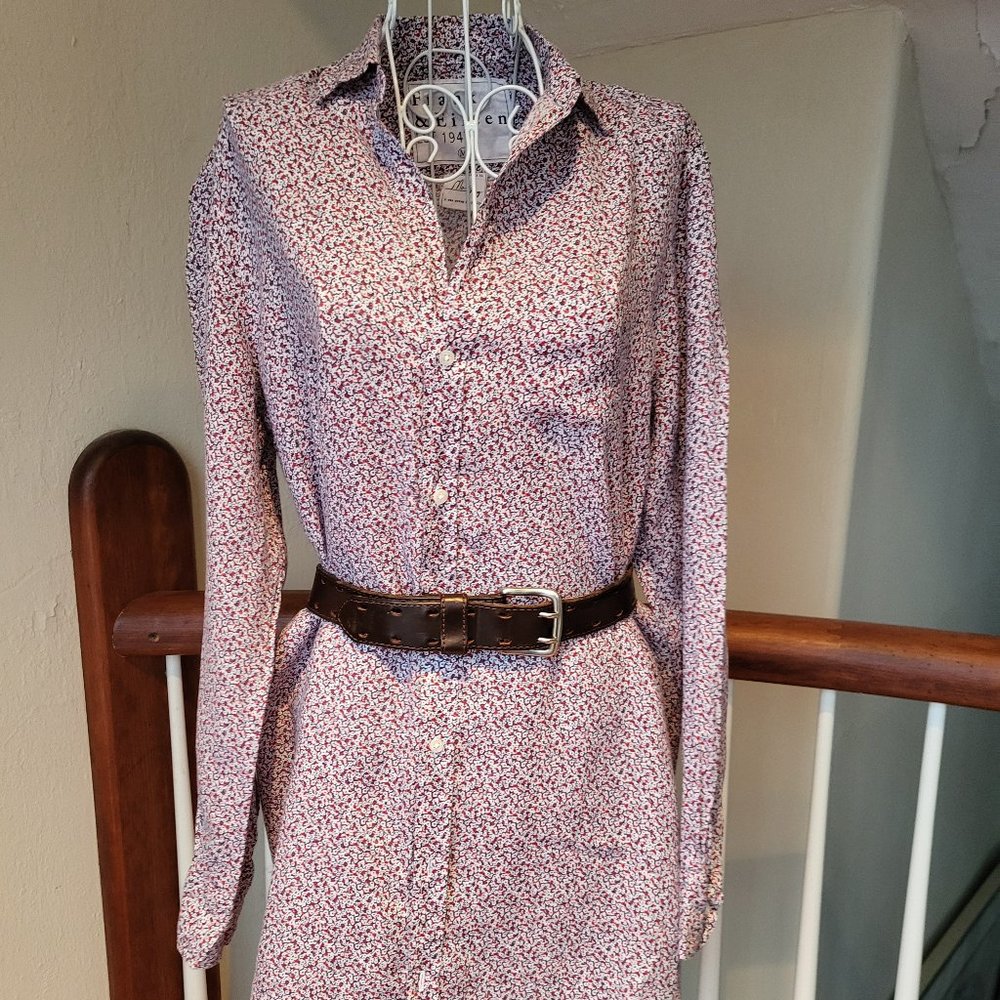 Frank & Eileen Pink Dainty Floral Button-Down Shirt Dress Collar Long sleeve